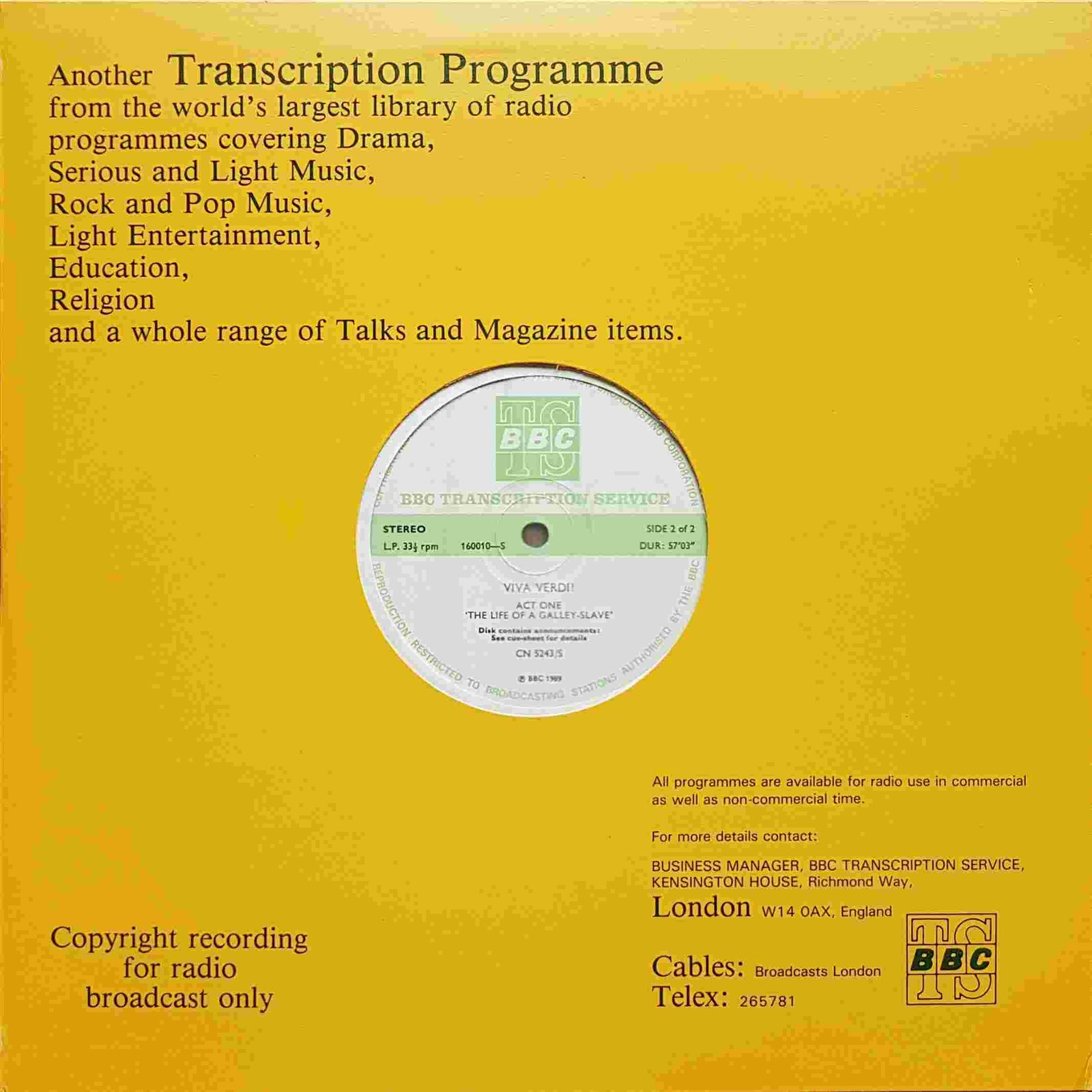 Picture of CN 5243 S 2 Viva Verdi! - Act one 'The life of a gallery-slave' / Act three 'The maestro' by artist Michael Oliver